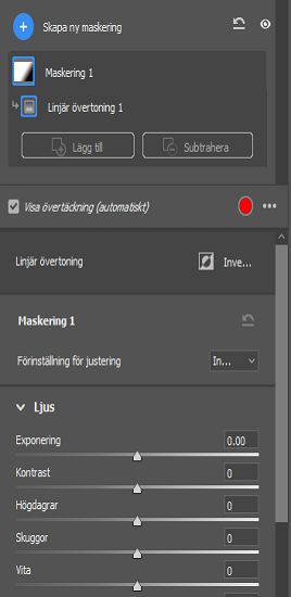 Detaljer för Mask 1 i panelen Maskering