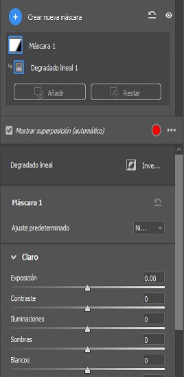 Detalles de la Máscara 1 en el panel Máscara