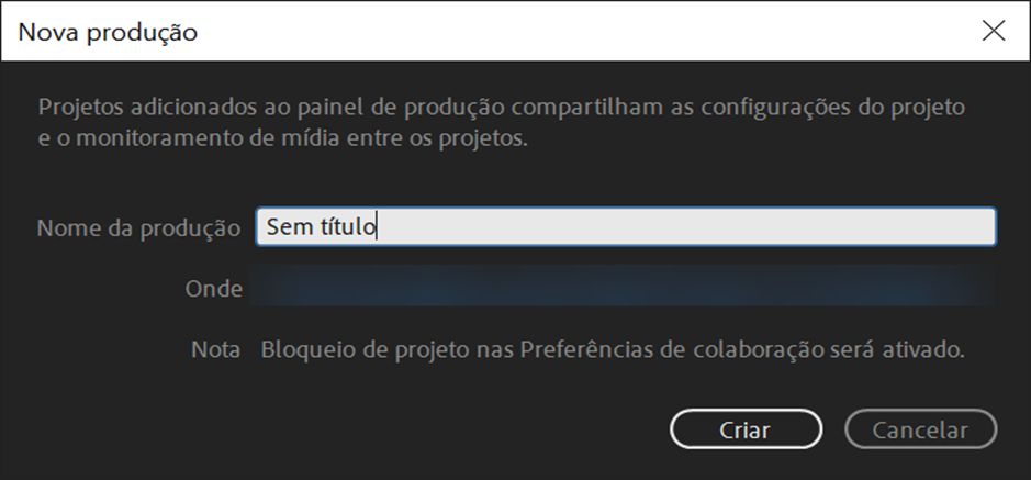 Criar uma produção