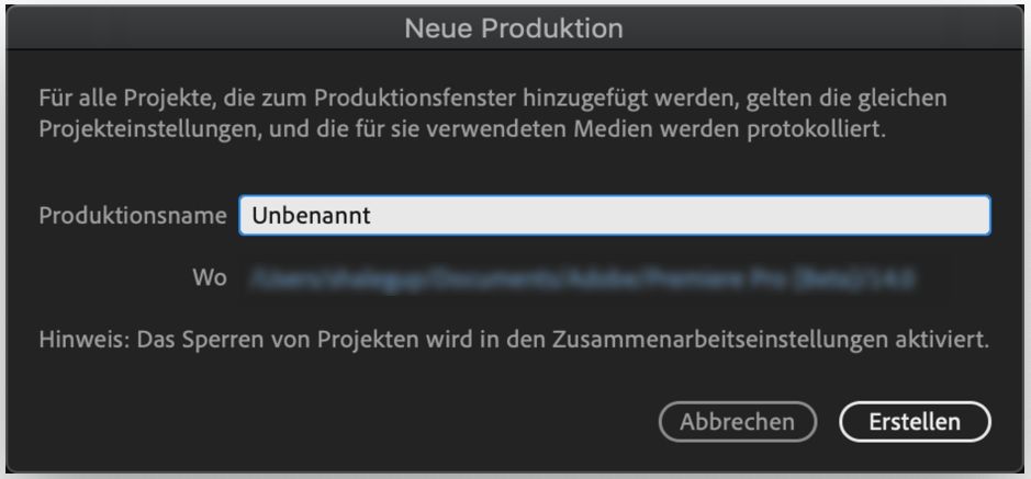 Erstellen einer Produktion