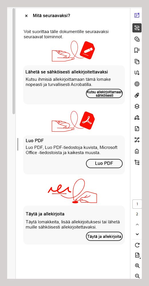 Seuraavaksi paras toiminto