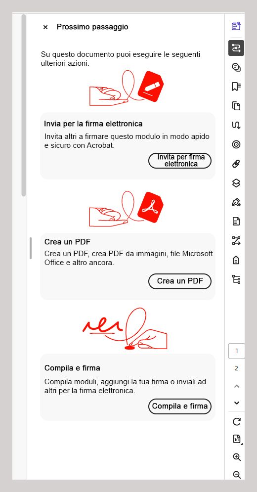 Successiva azione da compiere