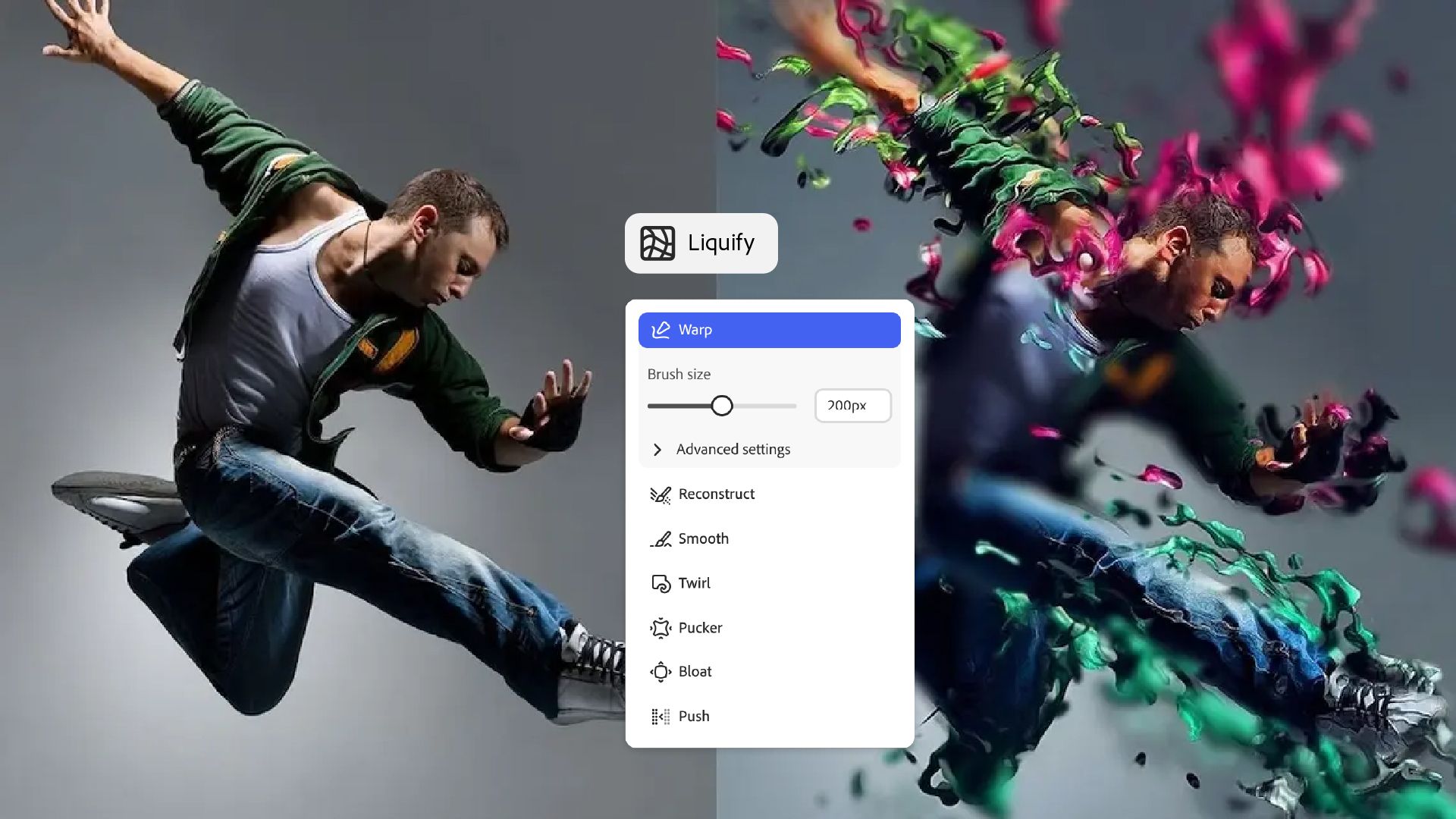 عامل التصفية Liquify