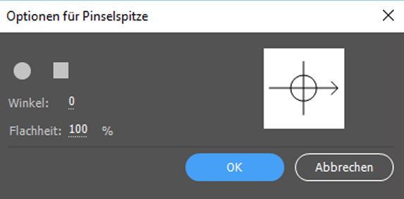 Optionen für Pinselspitze