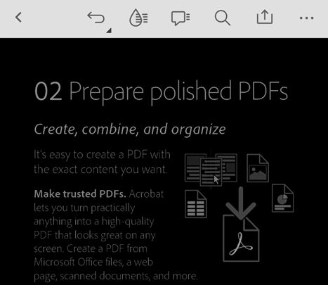 usa la modalità notte per visualizzare il PDF in Acrobat per iOS