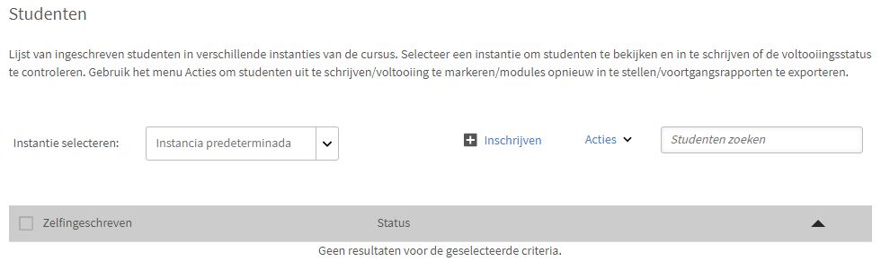 Er zijn geen studenten ingeschreven