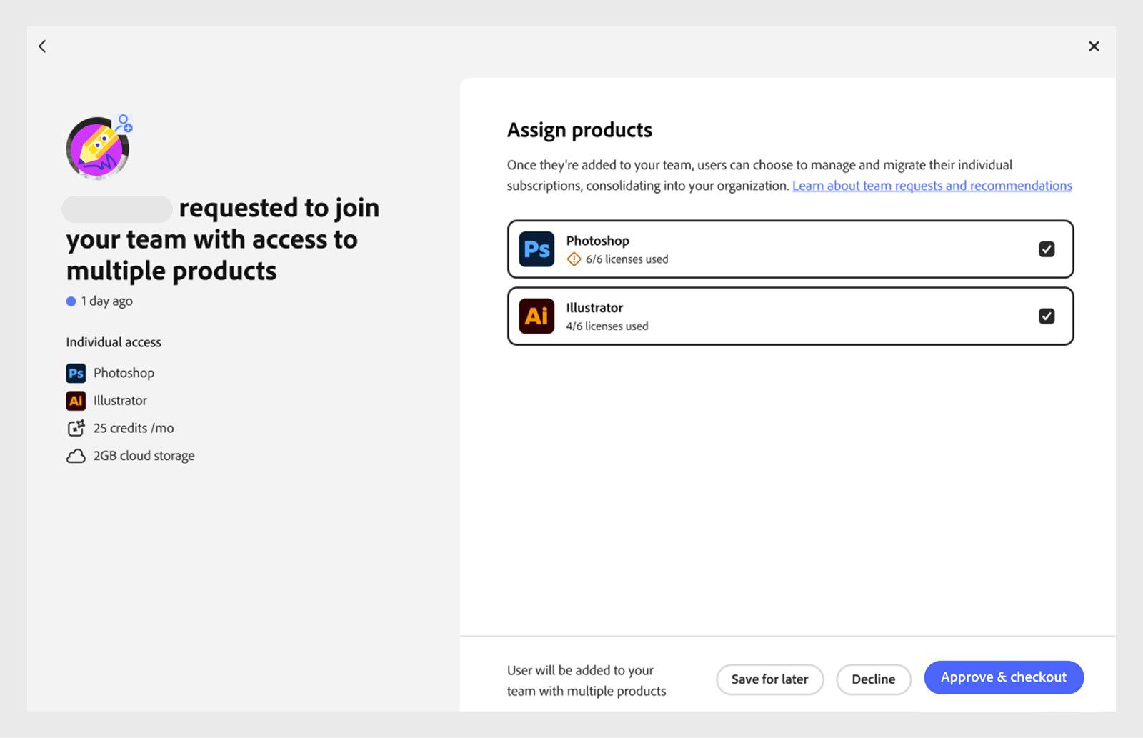 Przegląd użytkownika przy braku odpowiednich licencji na produkty