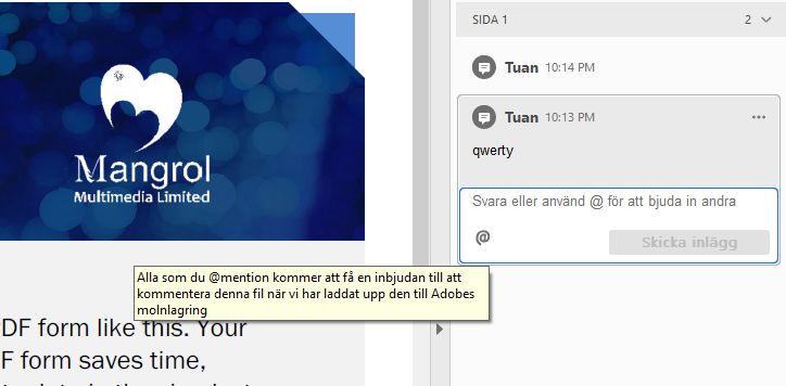 Uppmaning för icke delade filer eller lokala filer
