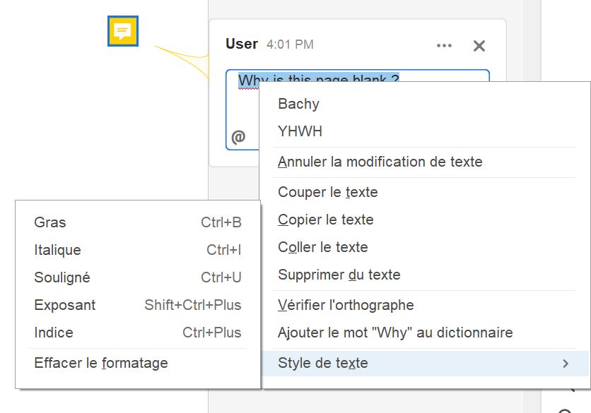 Avec les options contextuelles de texte et de mise en forme 
