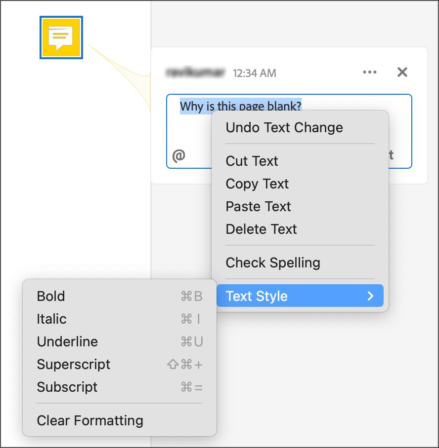 עם אפשרויות מלל ועיצוב נפתחות 
