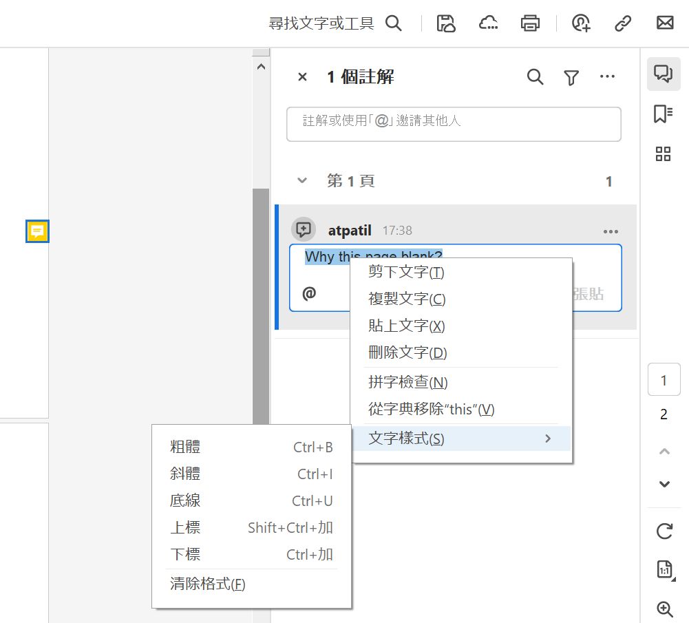 蹦現文字與格式選項 