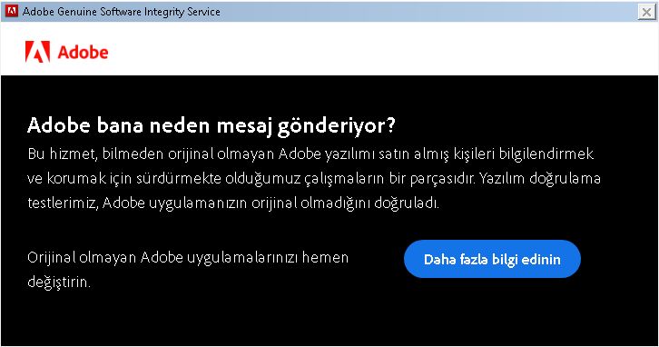 Kullanılmadığı halde orijinal olmayan bir uygulama yüklendiğinde bildirim gönderildi