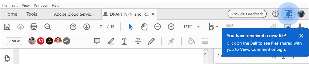 Notificaciones para compartir o revisar