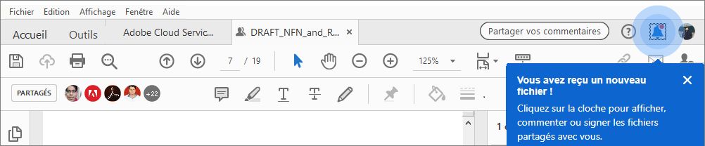 Notifications de partage ou révision