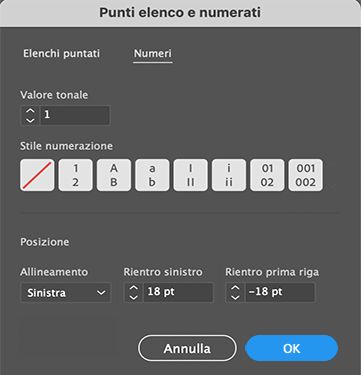 Predefiniti per i numeri