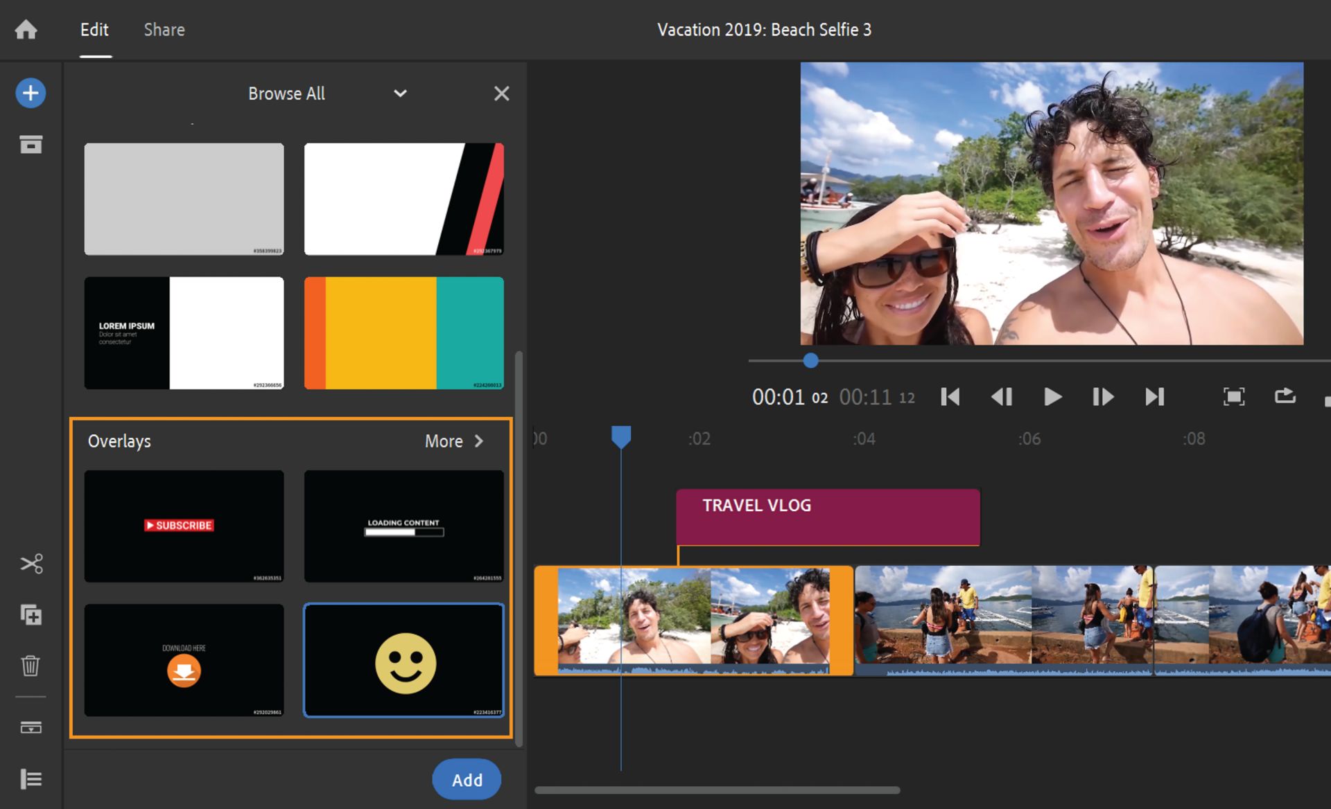 Überlagerung auswählen