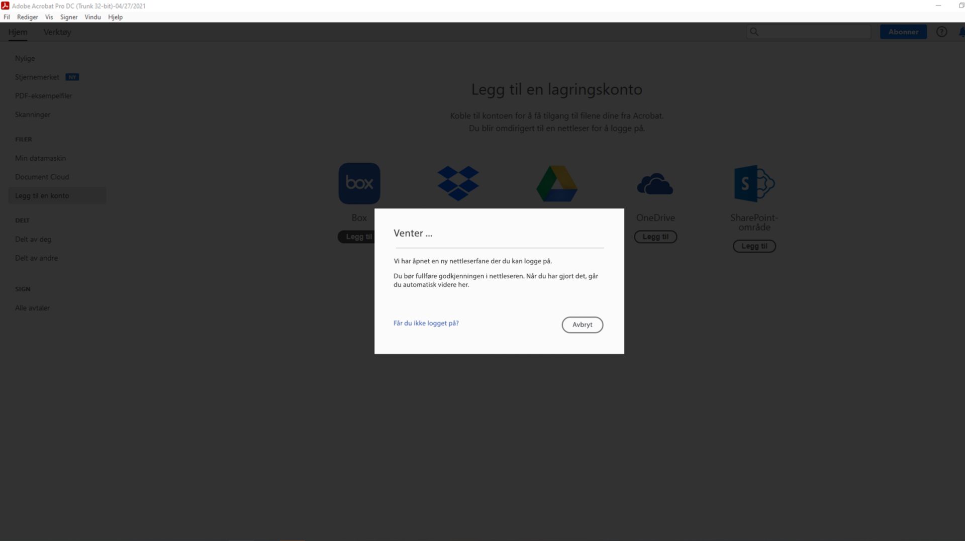 En melding for å veilede deg gjennom påloggingsprosessen