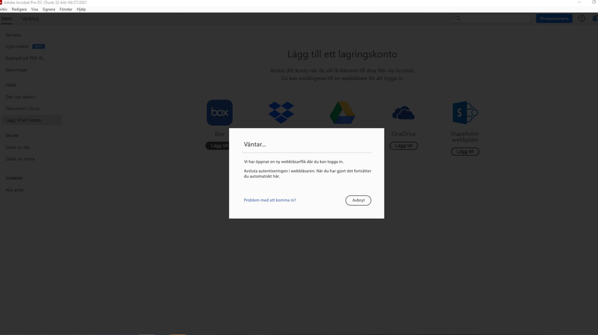 Du får vägledning genom inloggningsprocessen