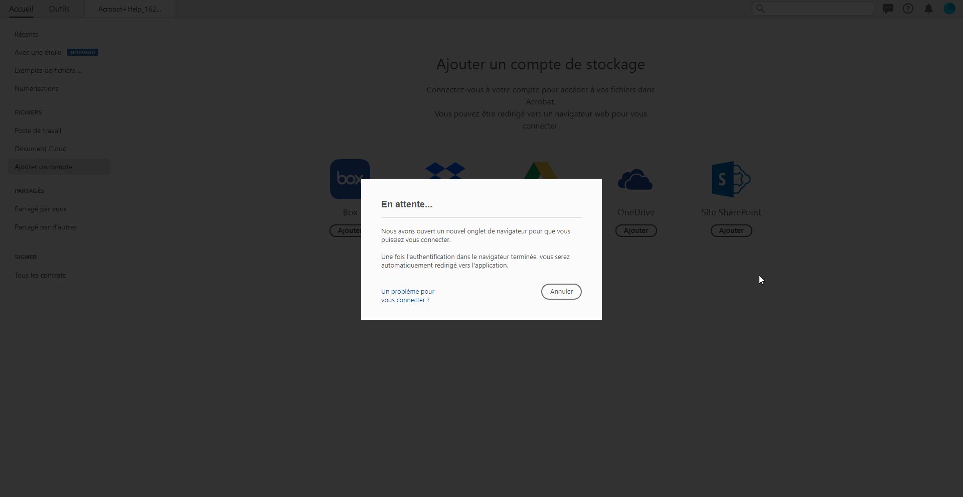 Invite guidant l’utilisateur au cours du processus de connexion