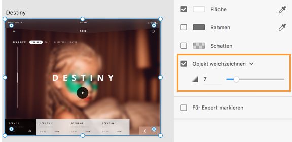 Weichzeichnung eines ausgewählten Bildes anpassen