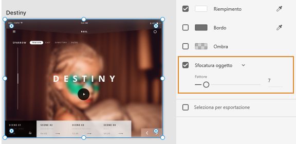 Regolazione della sfocatura dell’immagine selezionata