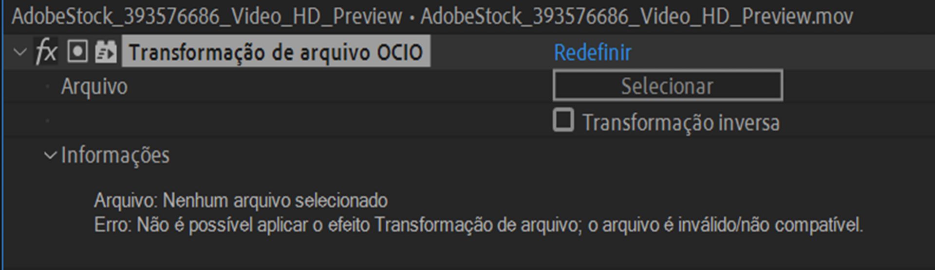Transformação de arquivo OCIO