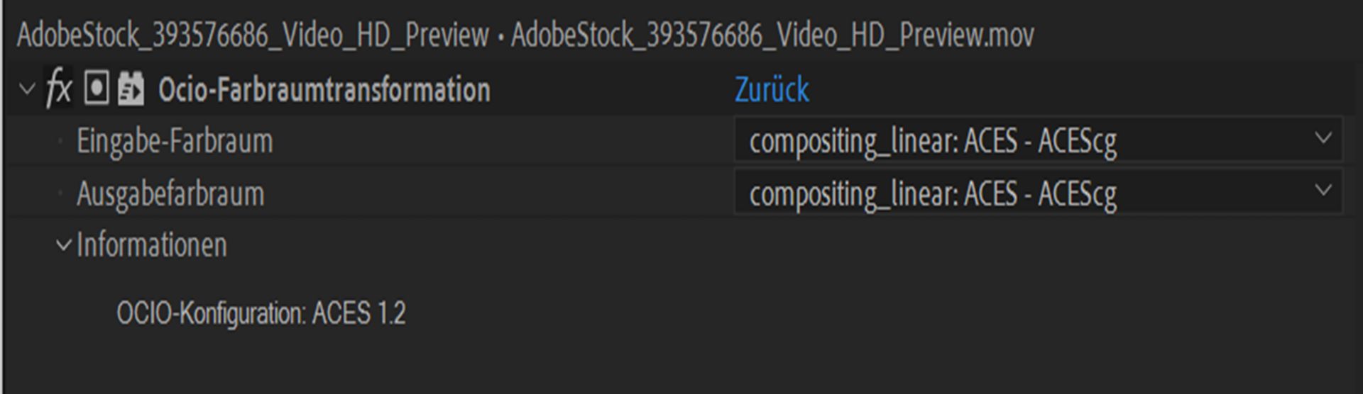 OCIO-Farbraumtransformation 