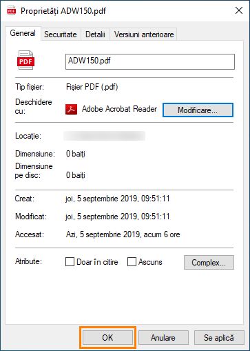 Faceți clic pe OK în caseta de dialog Proprietăți