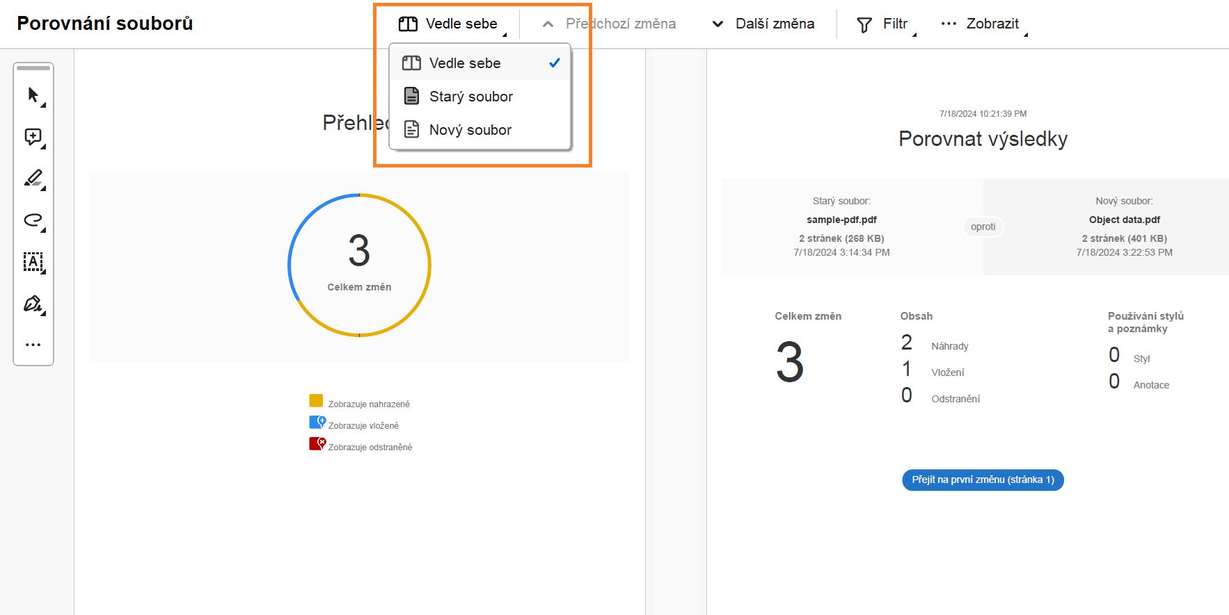 Zobrazení jedné stránky