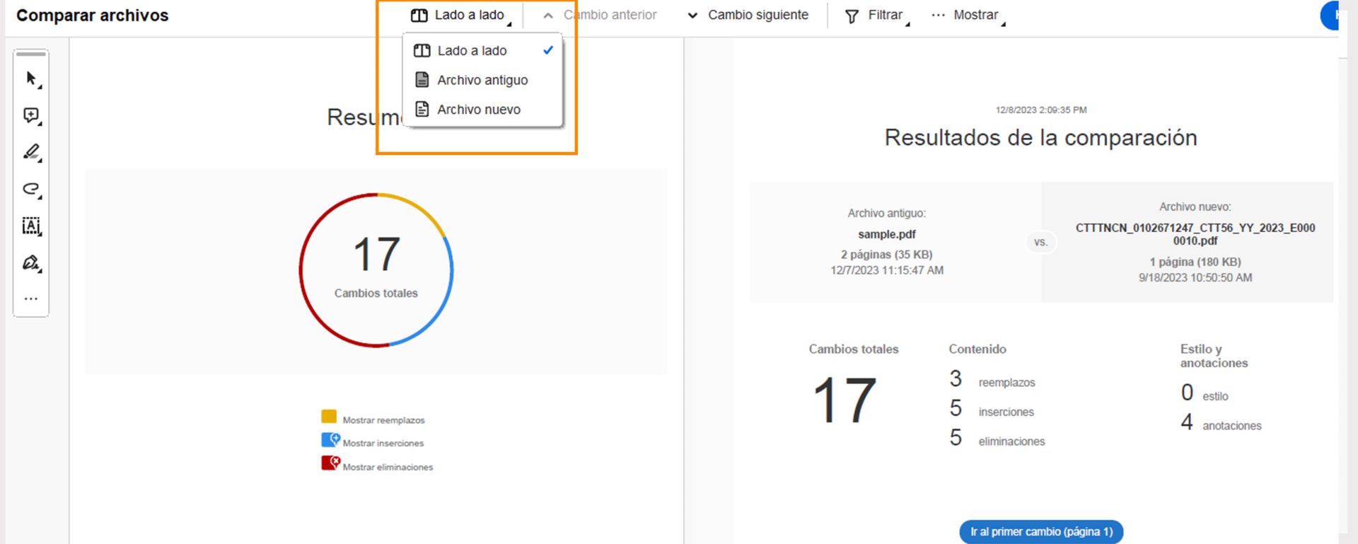 Vista de una página