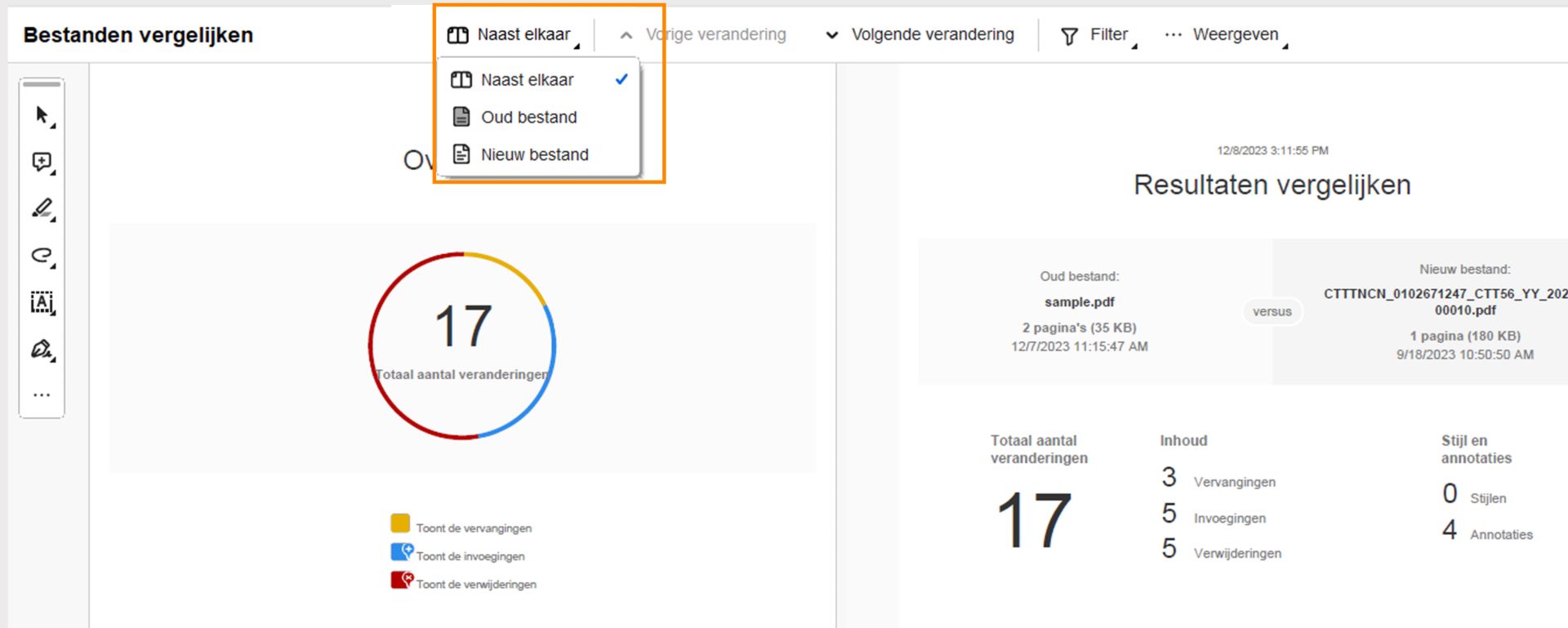 Weergave van één pagina