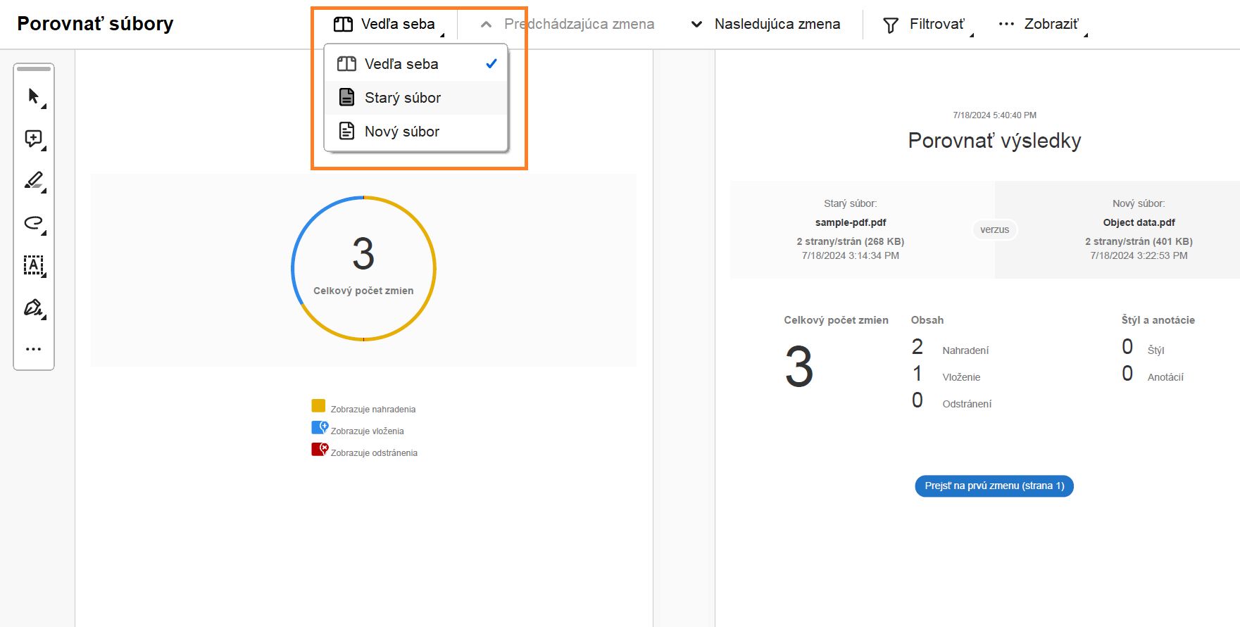 Zobrazenie jednej strany