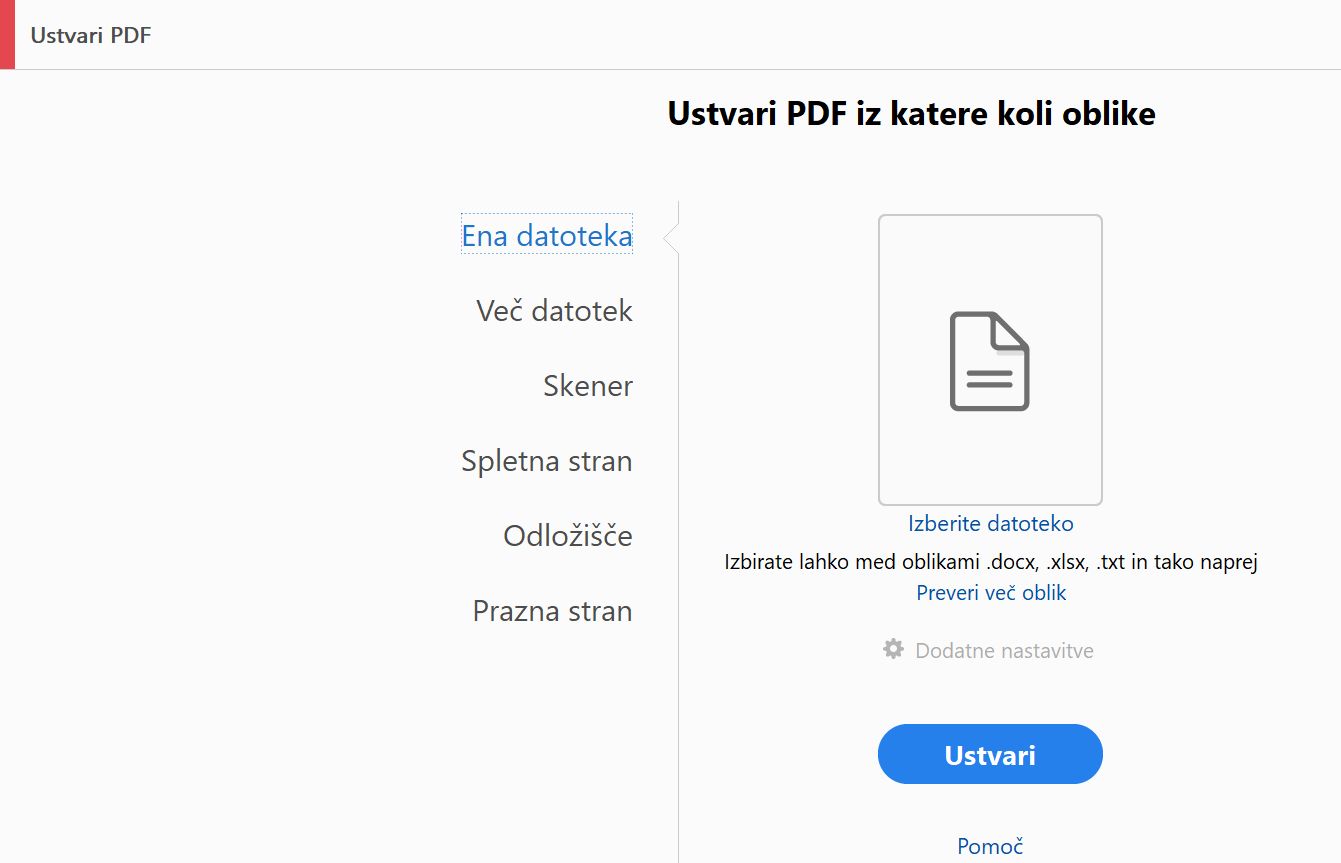 Ustvari PDF v starem pogledu