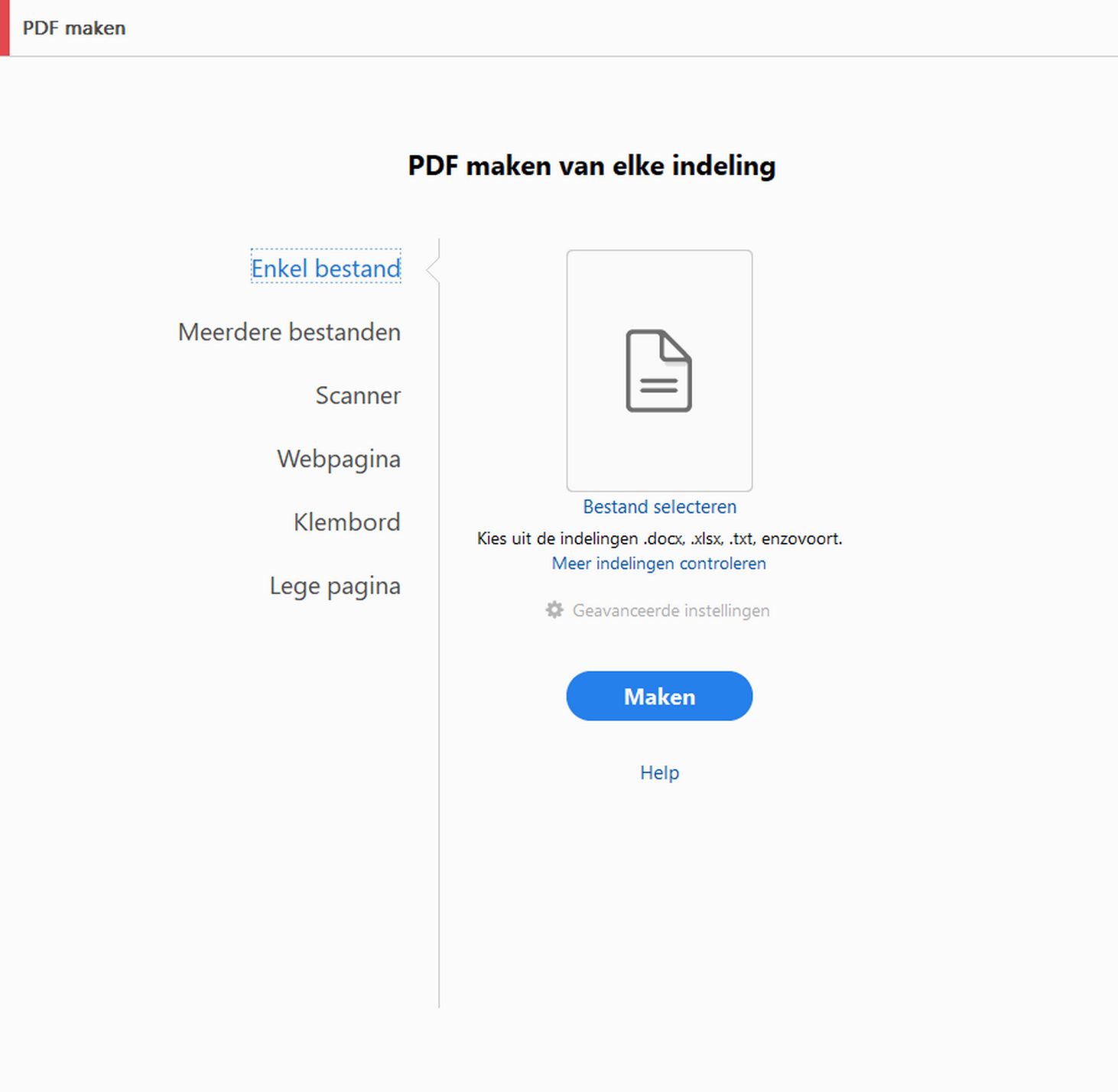 Een PDF maken - oude weergave
