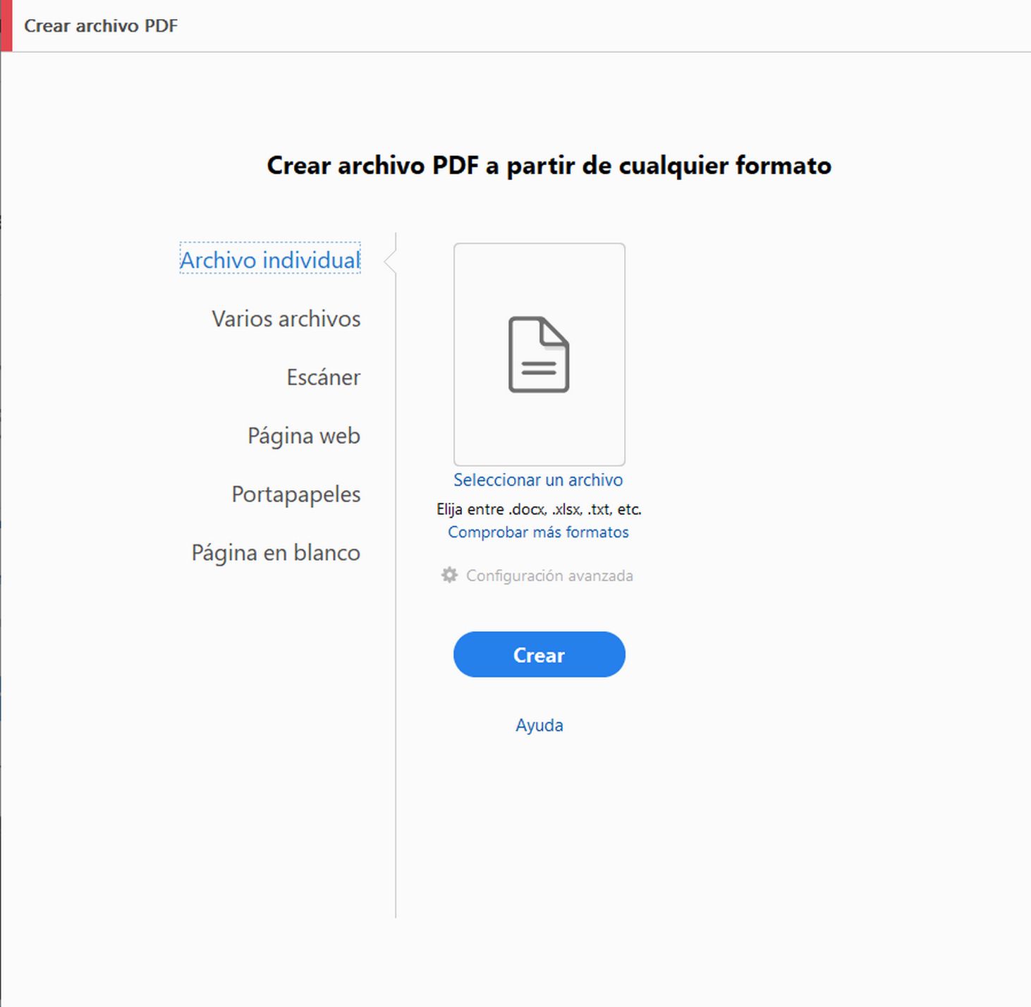 Crear una vista de PDF antigua