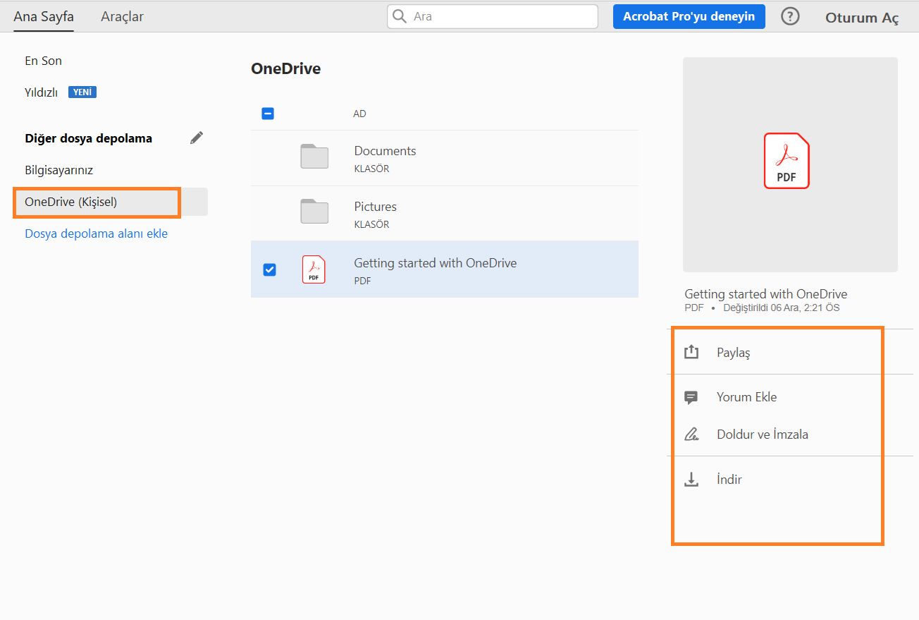 Ana Ekran Görünümünde OneDrive dosyalarınız
