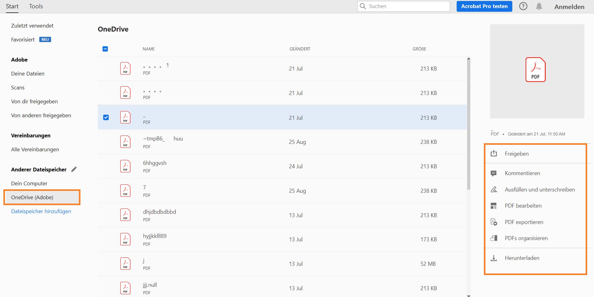 Deine OneDrive-Dateien in der Startansicht