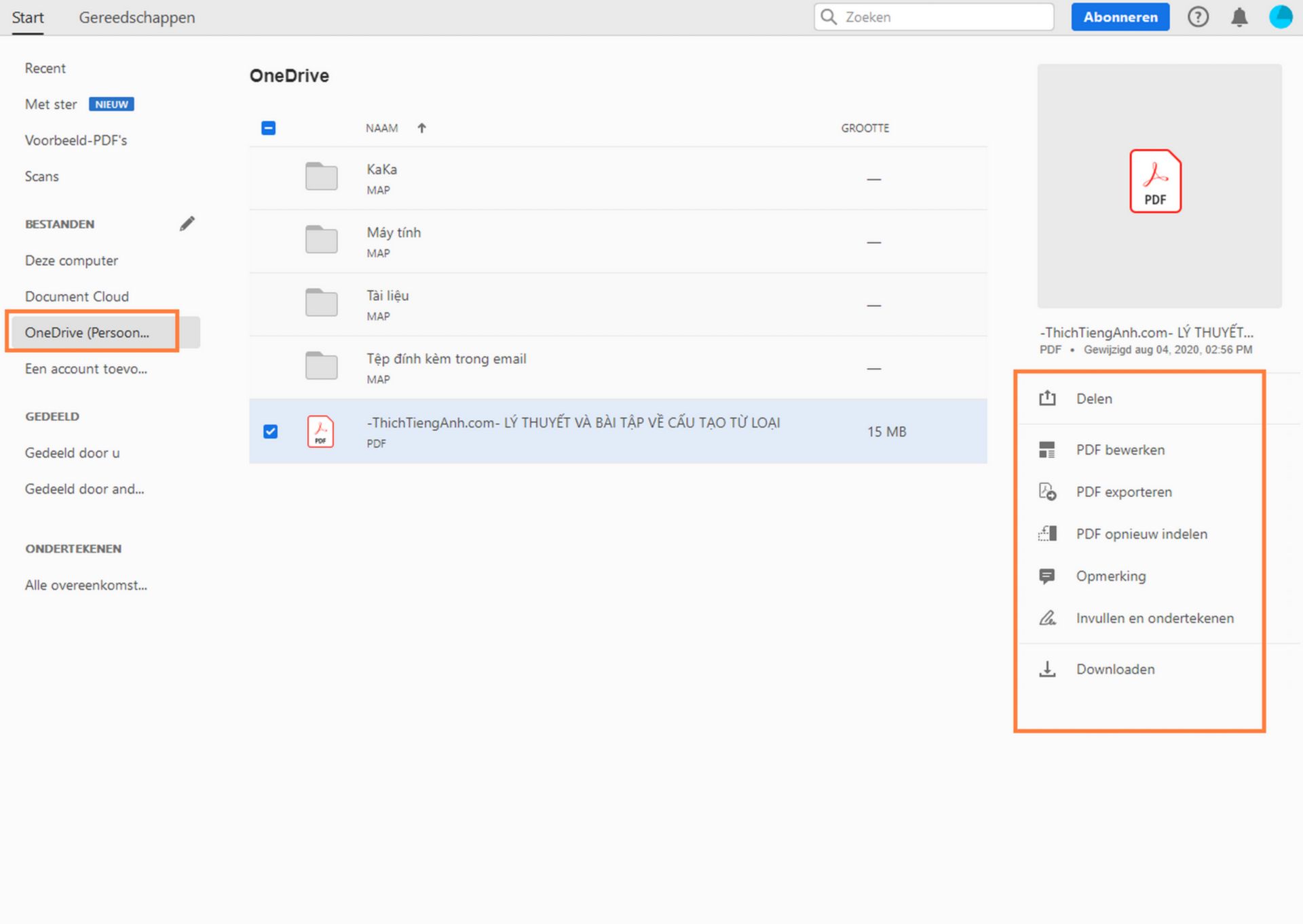 Uw OneDrive-bestanden in de weergave Start
