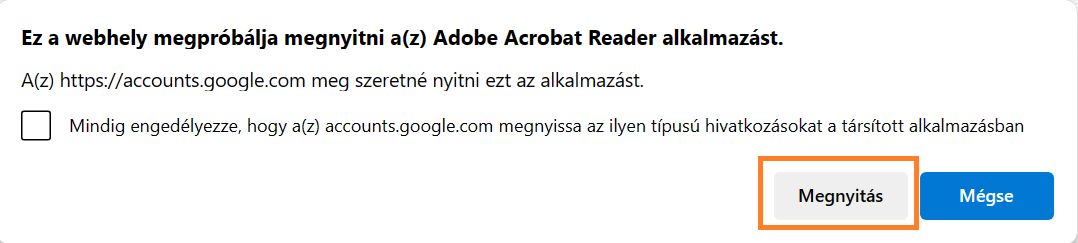 Megnyitás az Acrobat vagy Acrobat Reader alkalmazásban