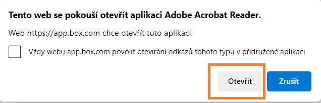 Otevřít v aplikaci Acrobat nebo Acrobat Reader
