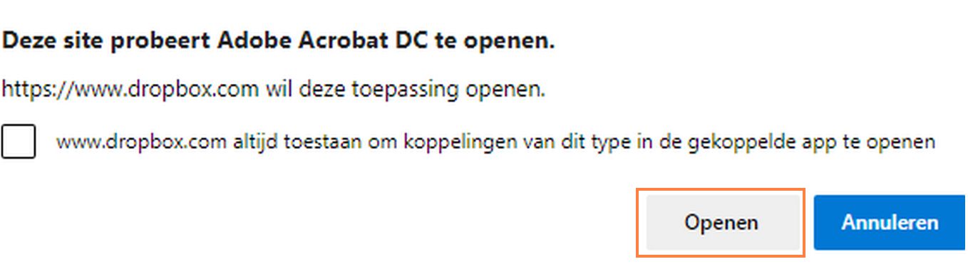Openen in Acrobat of Acrobat Reader
