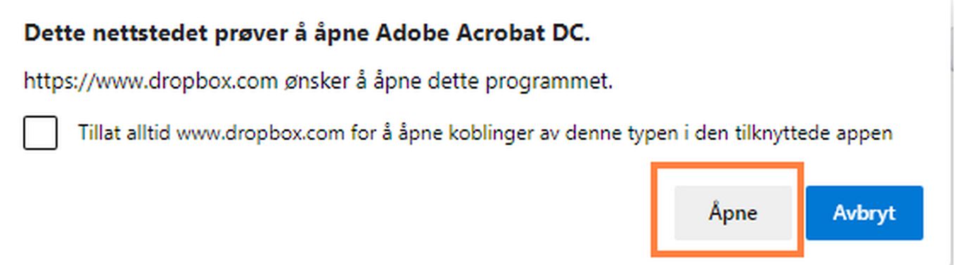 Åpne i Acrobat eller Acrobat Reader