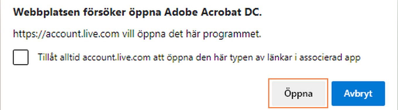 Öppna i Acrobat eller Acrobat Reader