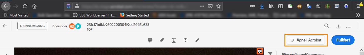 Gjennomgå i skrivebordsapp