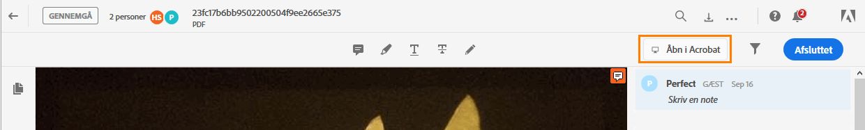 Gennemgå i skrivebordsapp