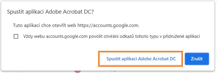 Otevřít aplikaci Acrobat