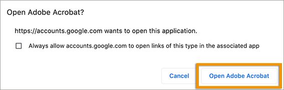 فتح ملف في Acrobat
