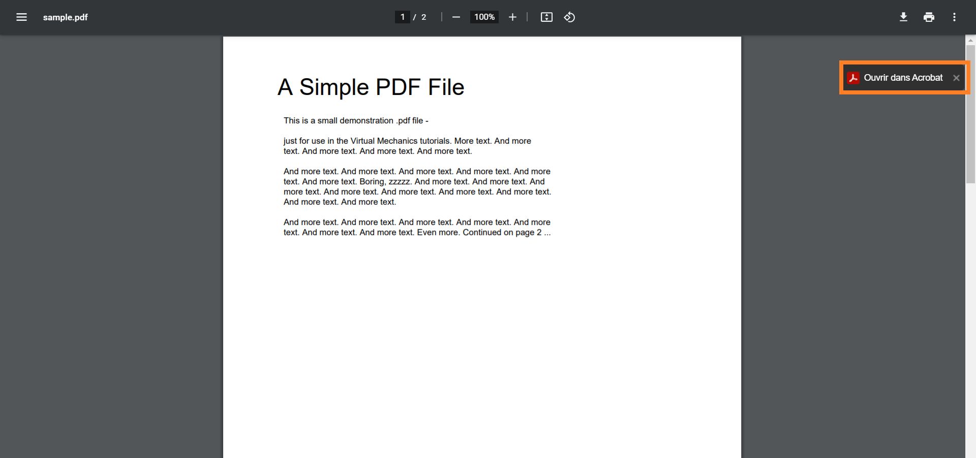 Ouvrir le PDF dans Acrobat