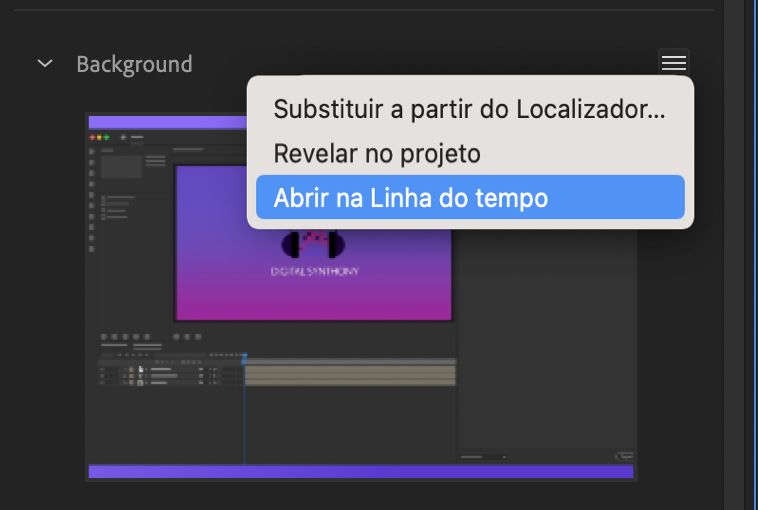 Abrir mídia substituída na linha do tempo para editá-la