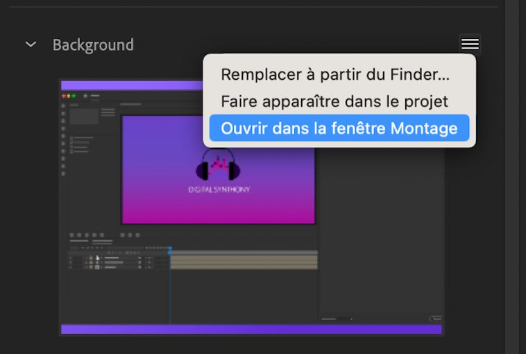 Ouvrez les médias remplacés dans le montage pour les modifier davantage